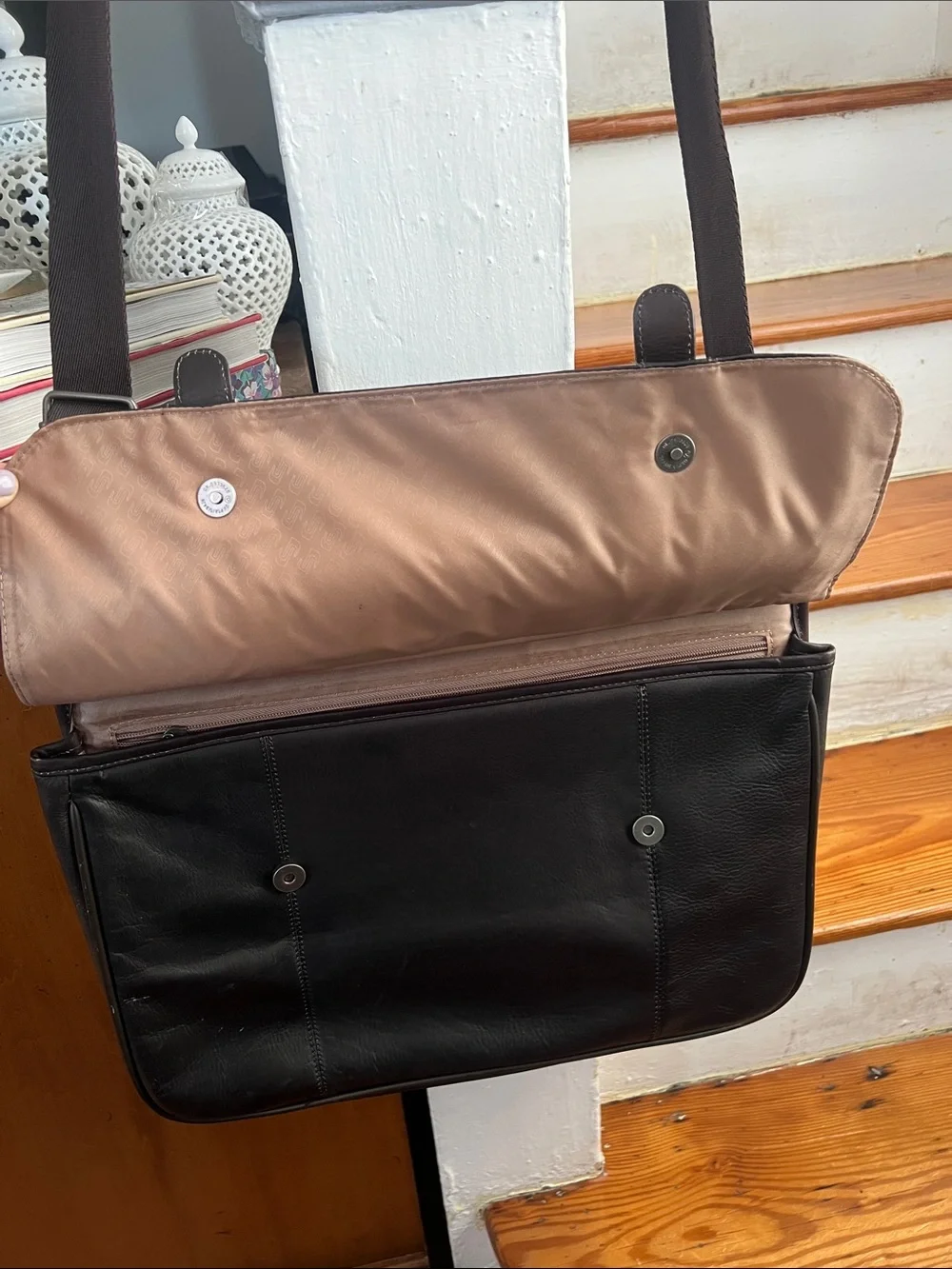 solo Dark Brown Leather Briefcase Messenger